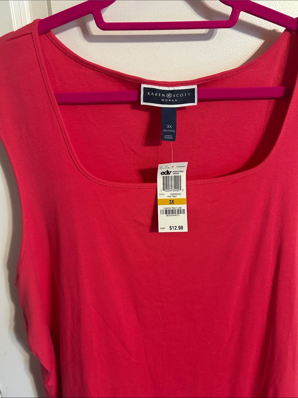 Karen Scott bright pink tank  0102 - Picture 2 of 5